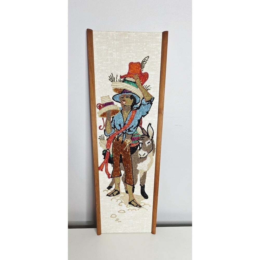 Vintage MCM Mexican Stone Gravel Art
